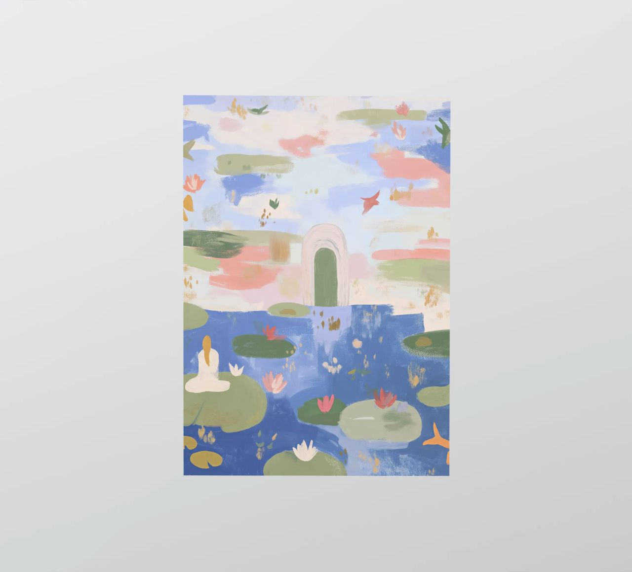Lily Pond, Boho Abstract Print, Colourful Modern Wall Art (étang aux nénuphars), art mural moderne et coloré autocollant de Boheme