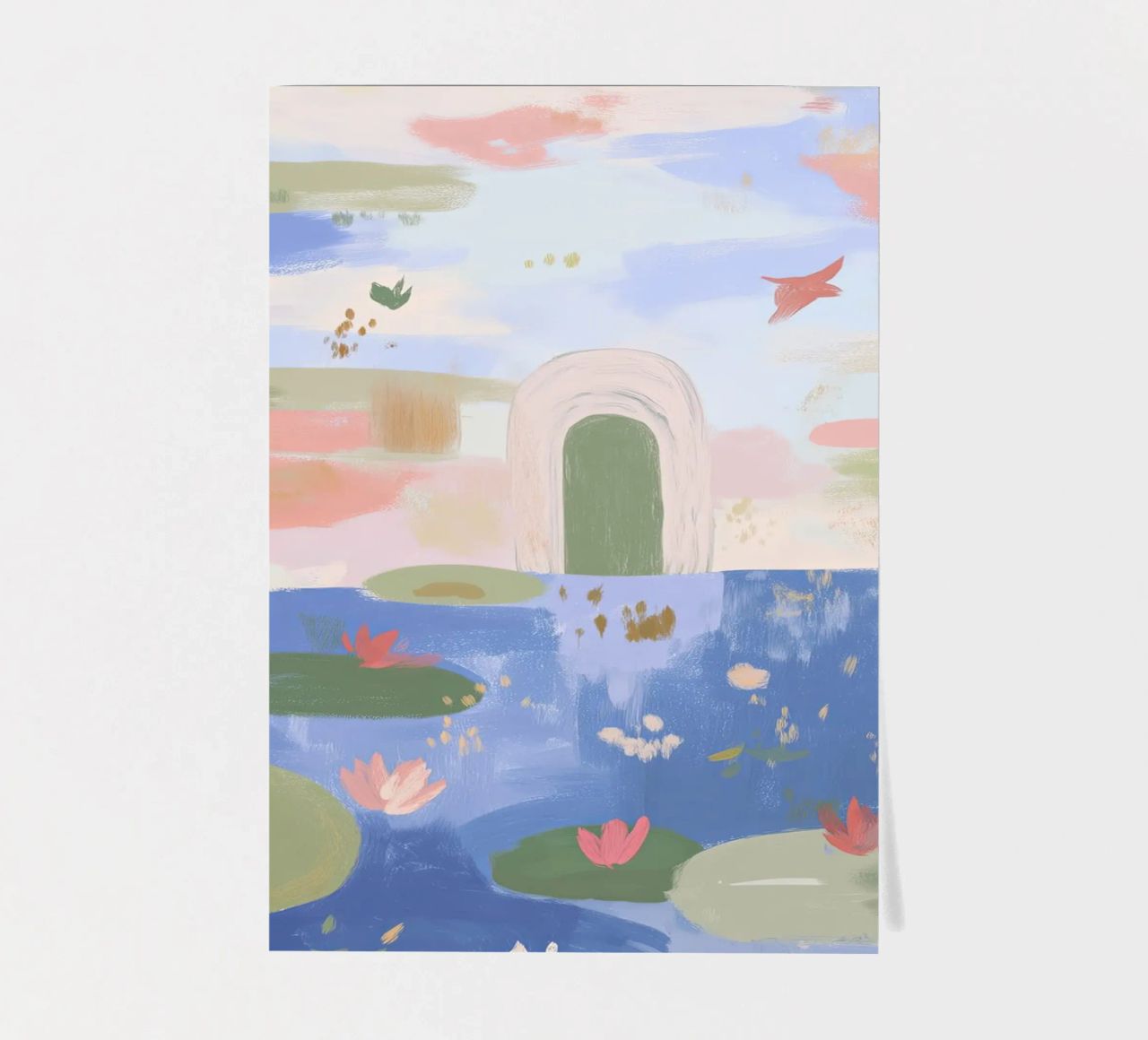 Lily Pond, Boho Abstract Print, Colourful Modern Wall Art (étang aux nénuphars), art mural moderne et coloré planche autocollant de Boheme