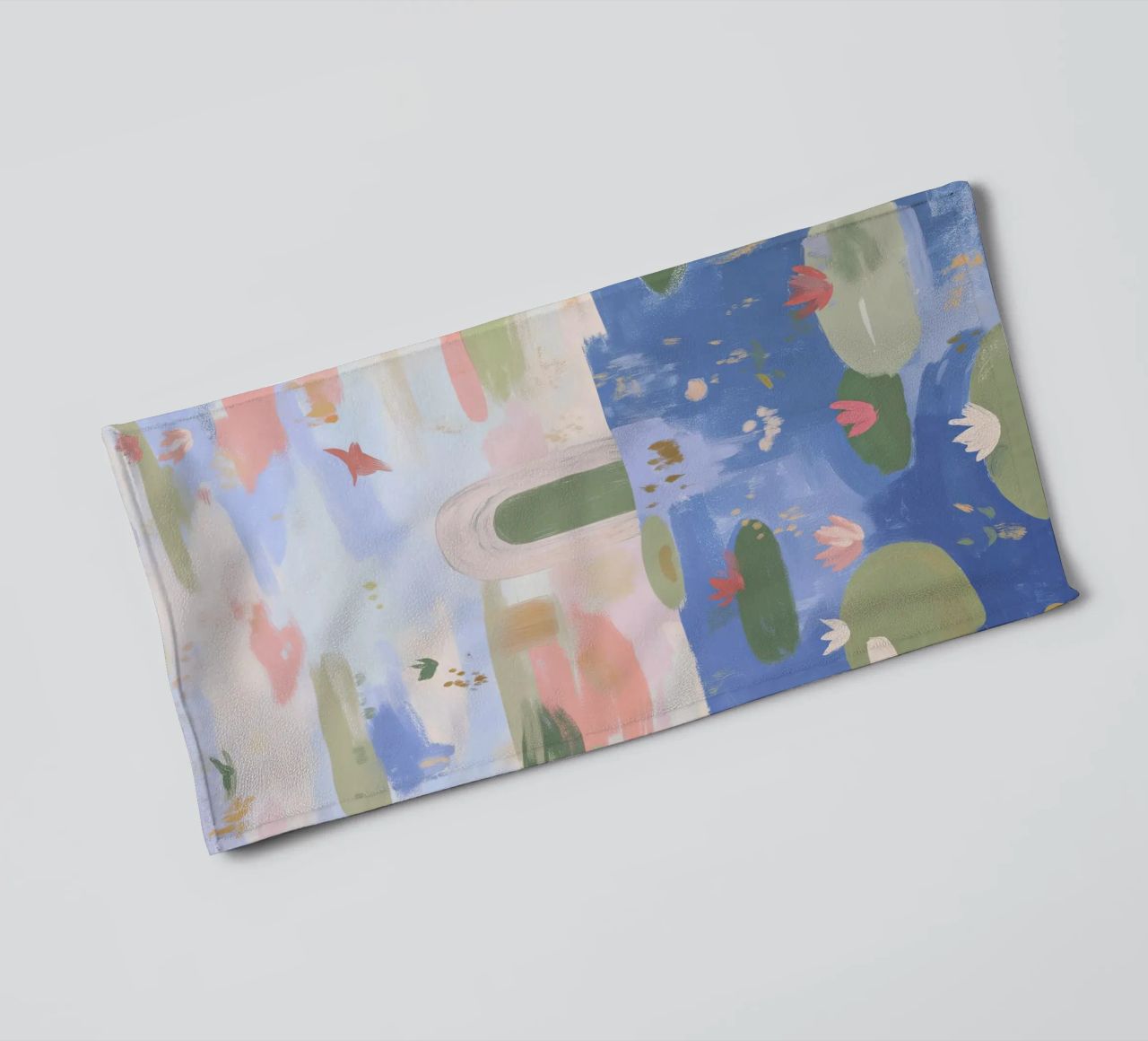 Lily Pond, Boho Abstract Print, Colourful Modern Wall Art towel by Boheme