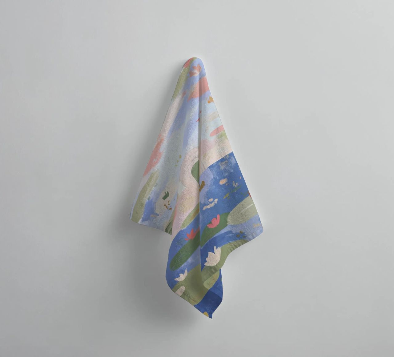 Lily Pond, Boho Abstract Print, Colourful Modern Wall Art towel by Boheme