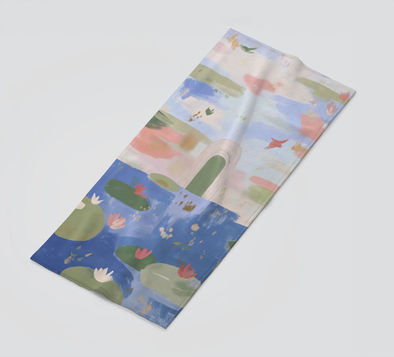Lily Pond, Boho Abstract Print, Colourful Modern Wall Art beach towel by Boheme