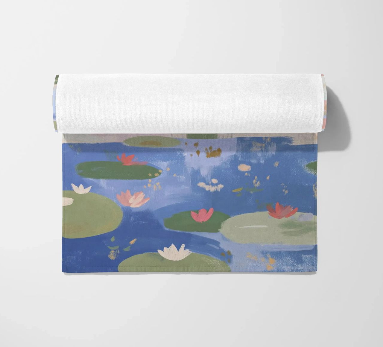Lily Pond, Boho Abstract Print, Colourful Modern Wall Art beach towel by Boheme