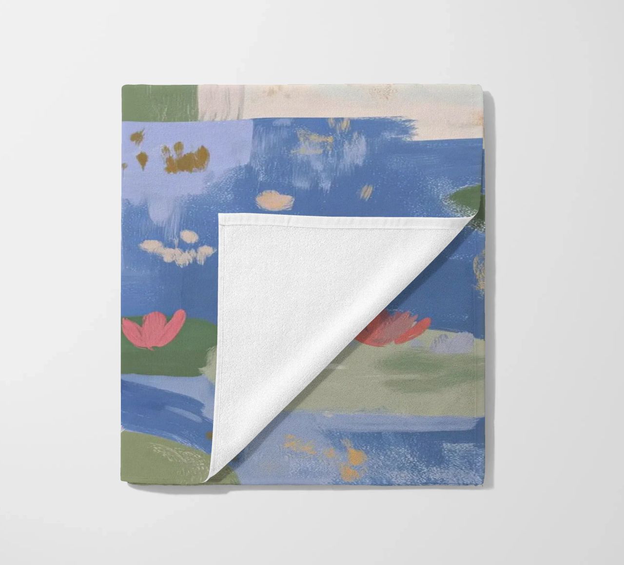 Lily Pond, Boho Abstract Print, Colourful Modern Wall Art beach towel by Boheme