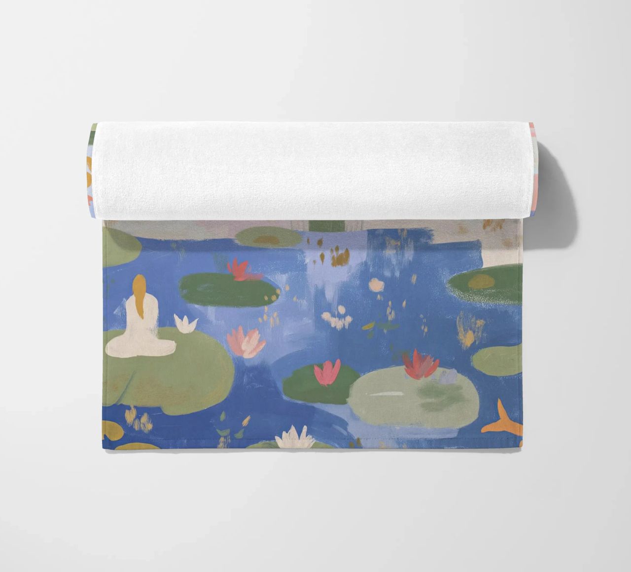 Lily Pond, Boho Abstract Print, Colourful Modern Wall Art beach towel by Boheme