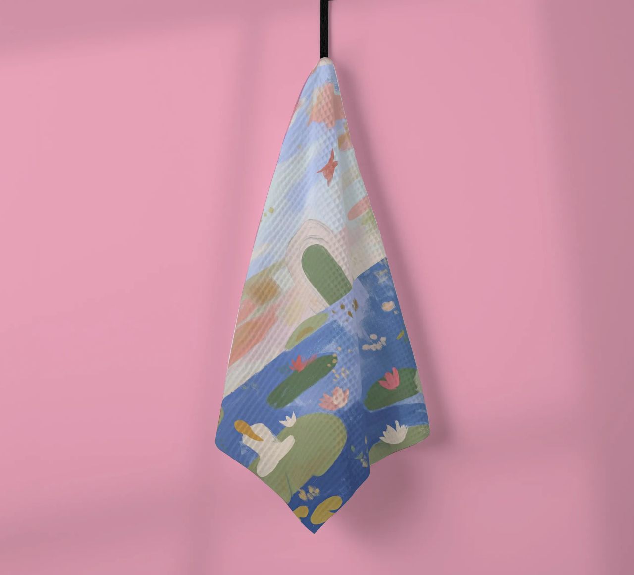 Lily Pond, Boho Abstract Print, Colourful Modern Wall Art (étang aux nénuphars), art mural moderne et coloré torchon de Boheme