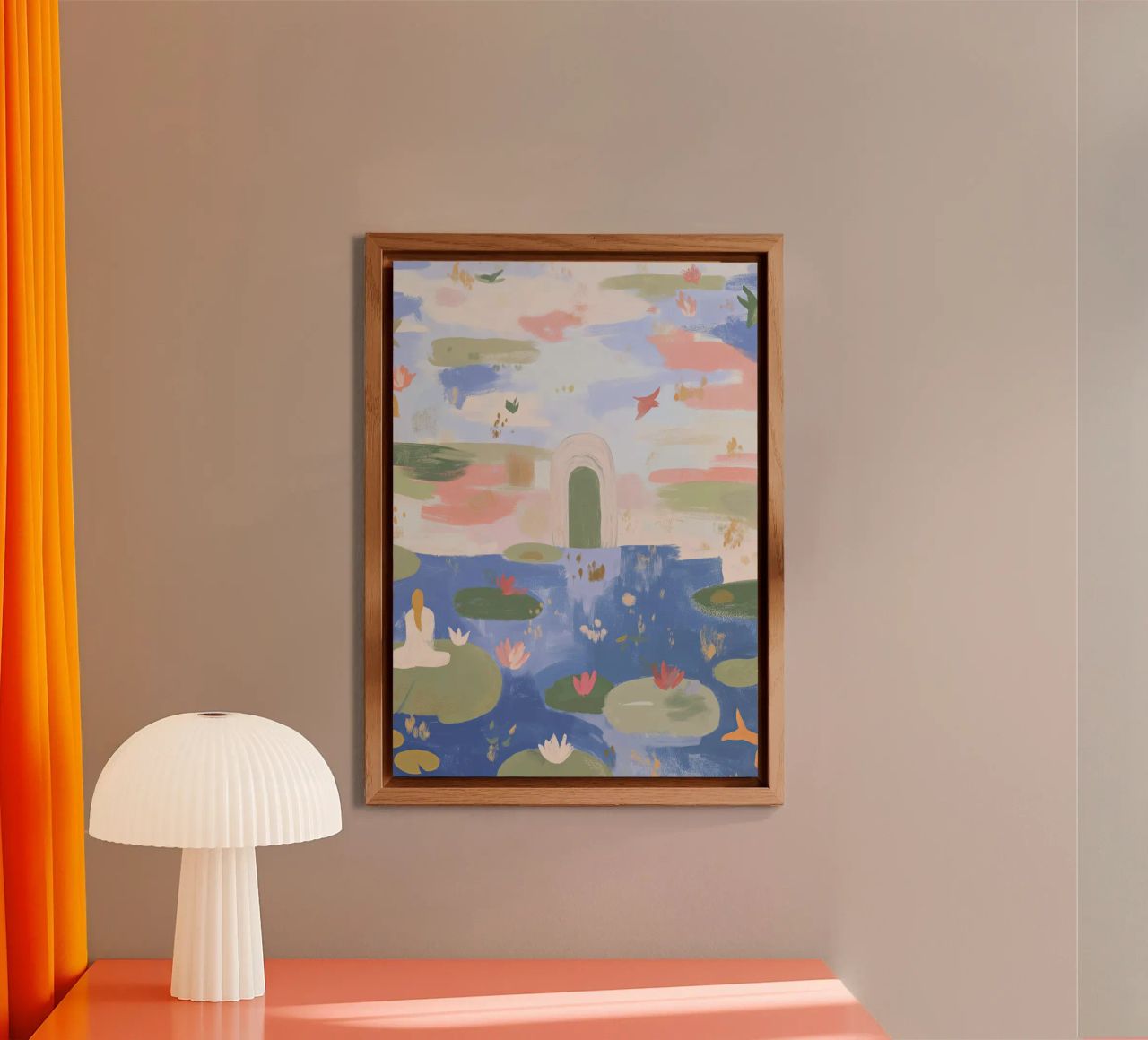 Lily Pond, Boho Abstract Print, Colourful Modern Wall Art alu-dibond by Boheme