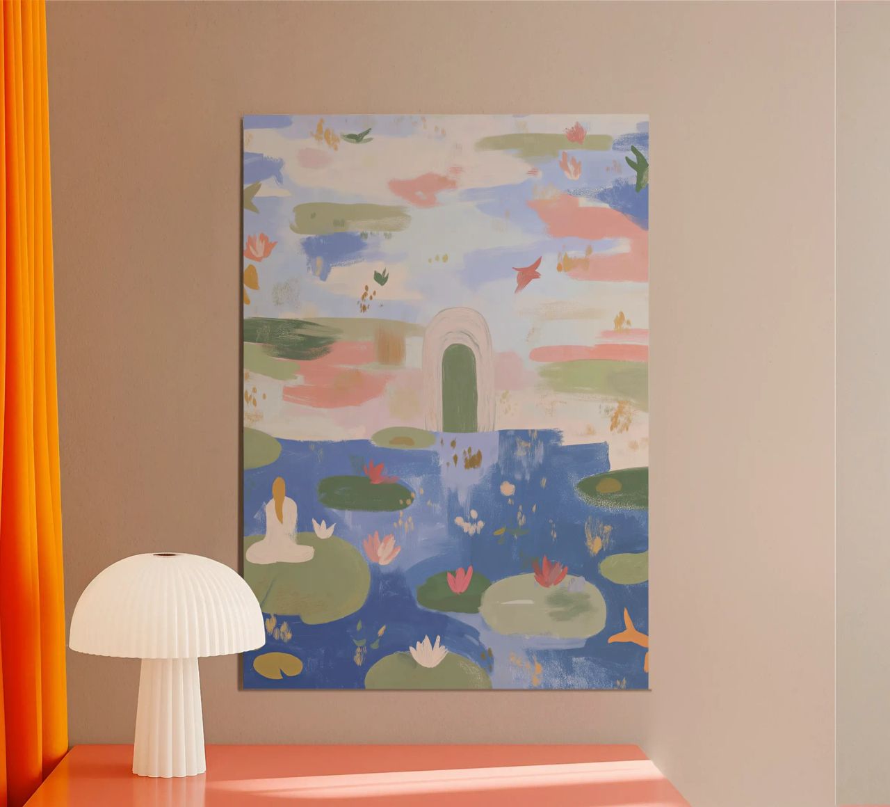 Lily Pond, Boho Abstract Print, Colourful Modern Wall Art alu-dibond by Boheme