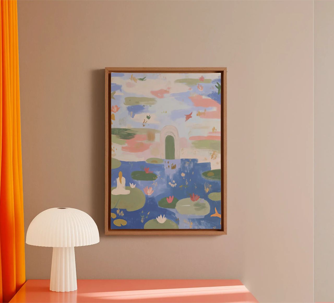 Lily Pond, Boho Abstract Print, Colourful Modern Wall Art canvas by Boheme