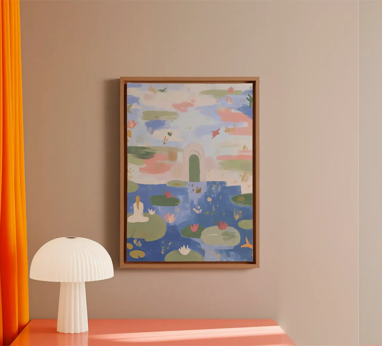 Seerosenteich, Boho Abstrakt Druck, Bunte Moderne Wandkunst Leinwand von Boheme