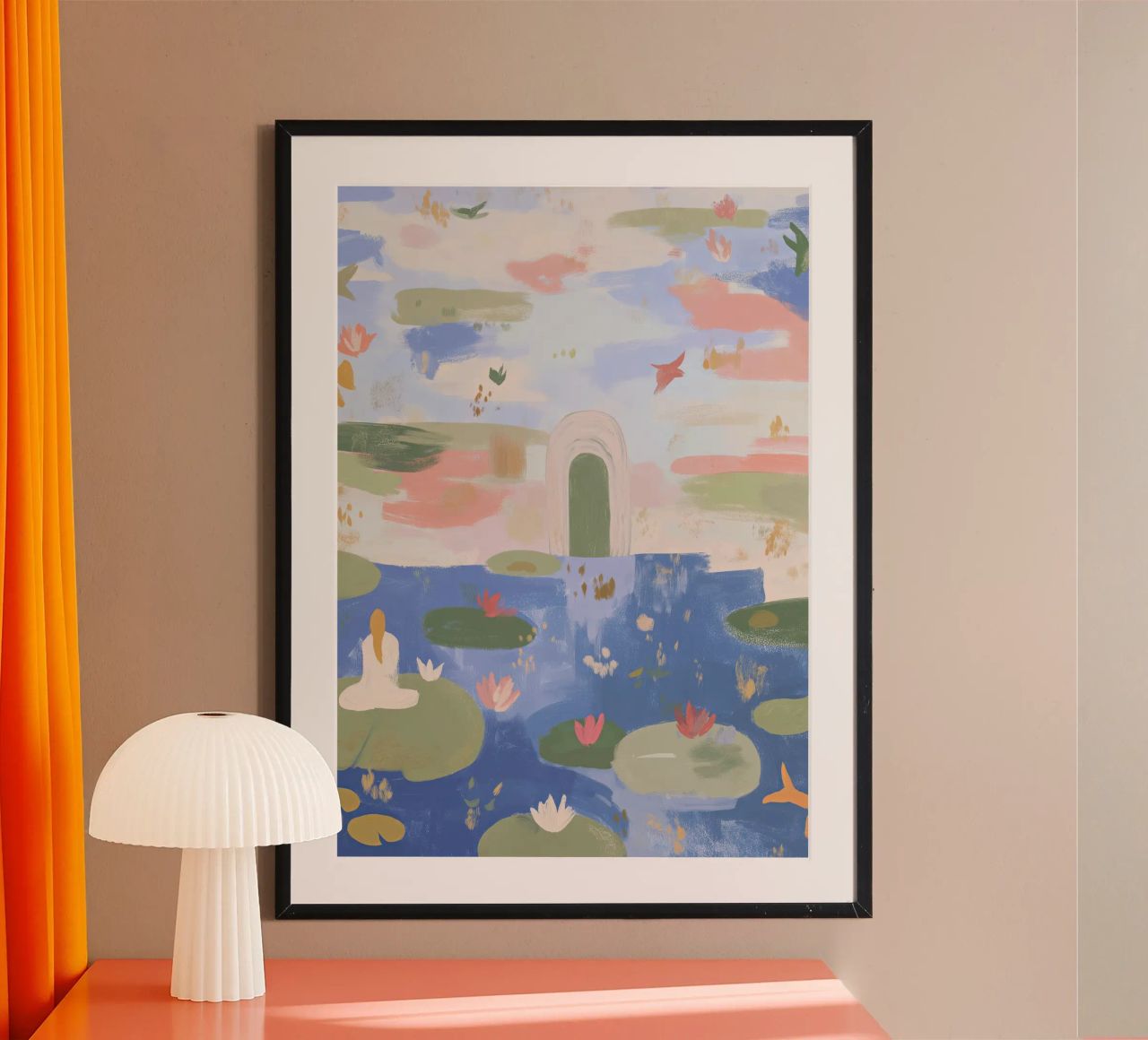 Seerosenteich, Boho Abstrakt Druck, Bunte Moderne Wandkunst Poster von Boheme