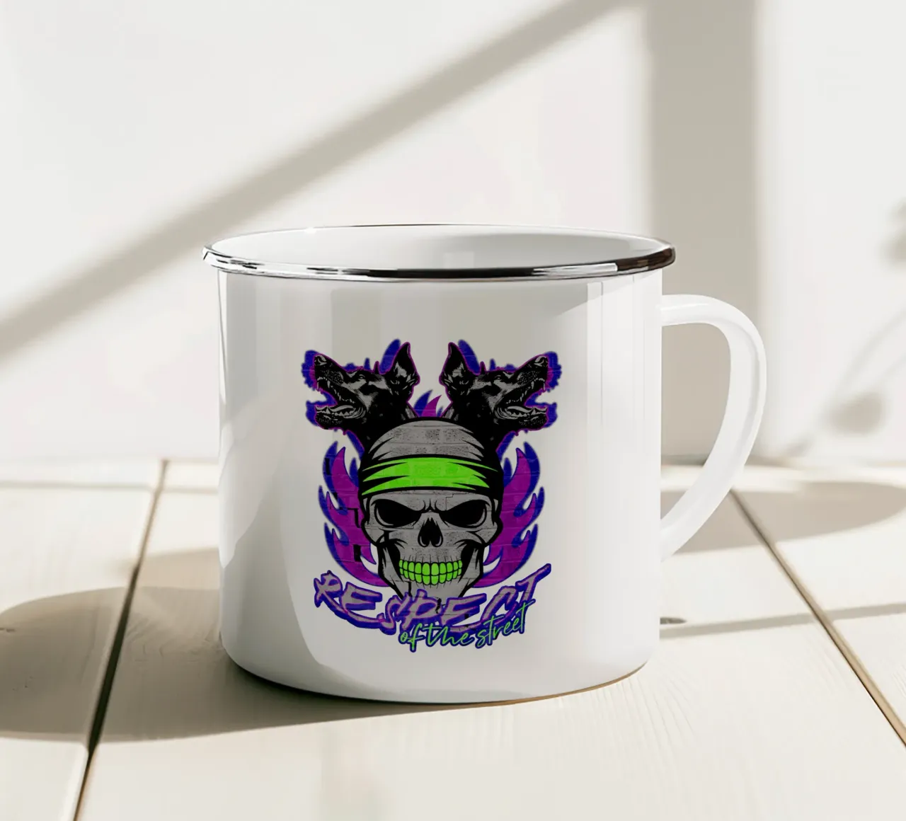 Respect of the Street tazza in smalto da artelevenstudio