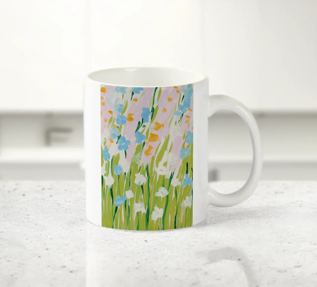 Wilde bloemen, Bloemenprint, Abstracte Bloemsierkunst keramische mok van Boheme