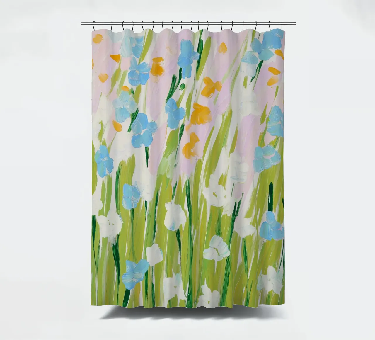 Wilde bloemen, Bloemenprint, Abstracte Bloemsierkunst douchegordijn van Boheme