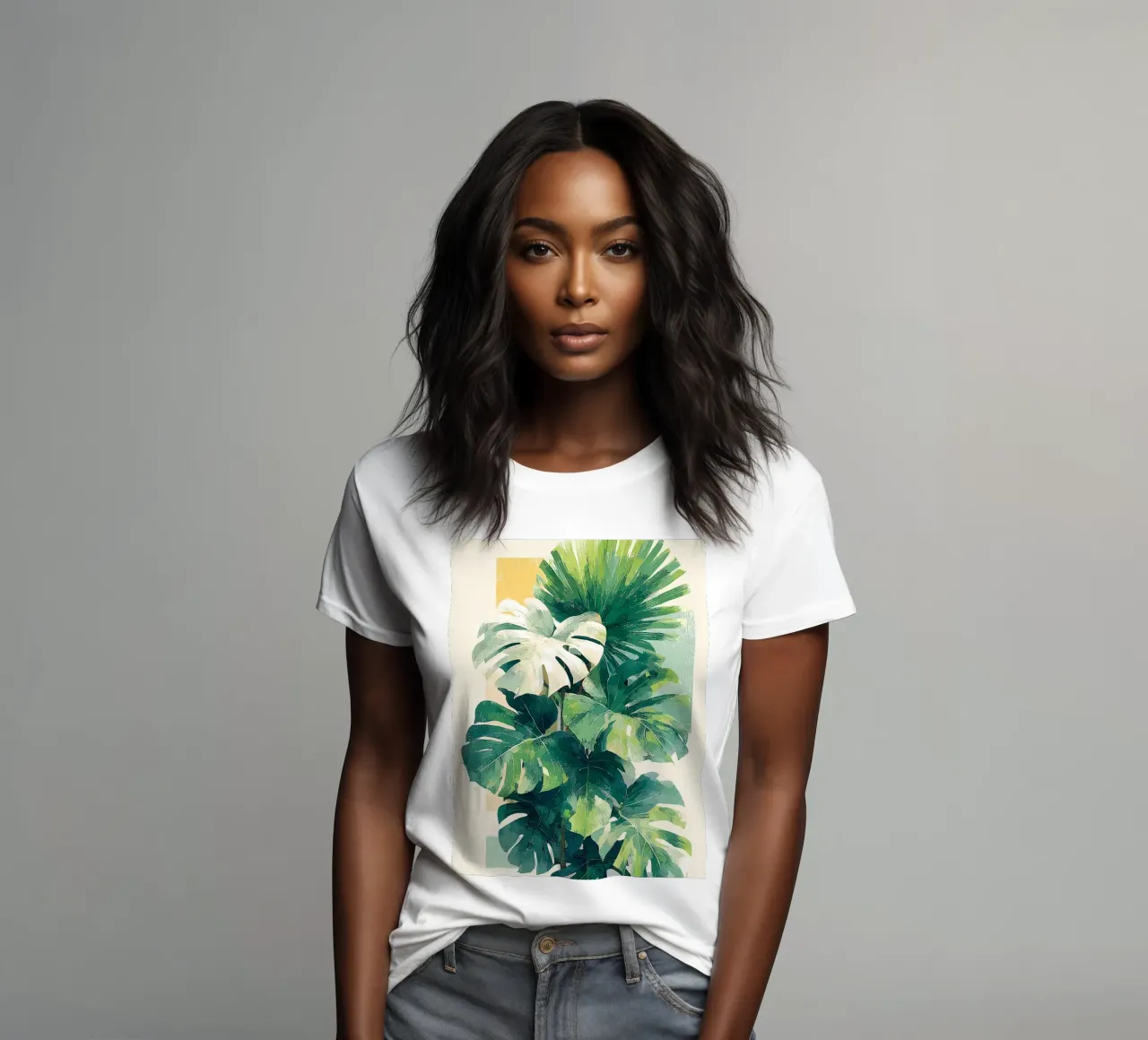 Leaves Tropical C women's fitted t-shirt by Mateo