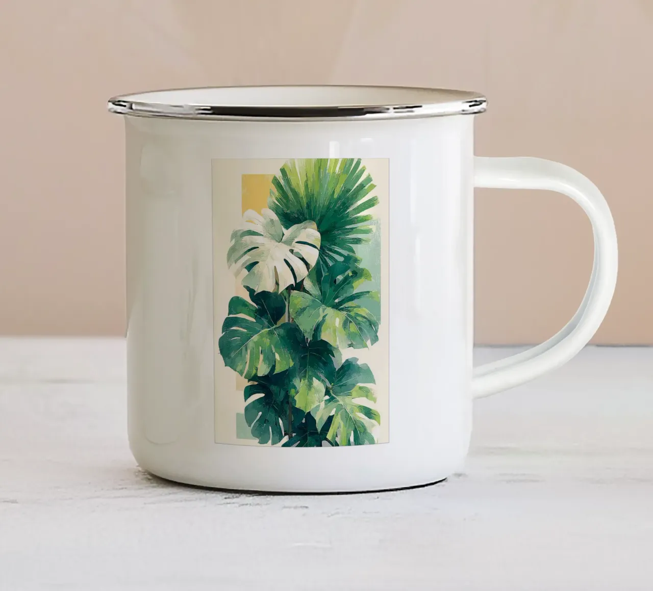 Leaves Tropical C tazza in smalto da Mateo