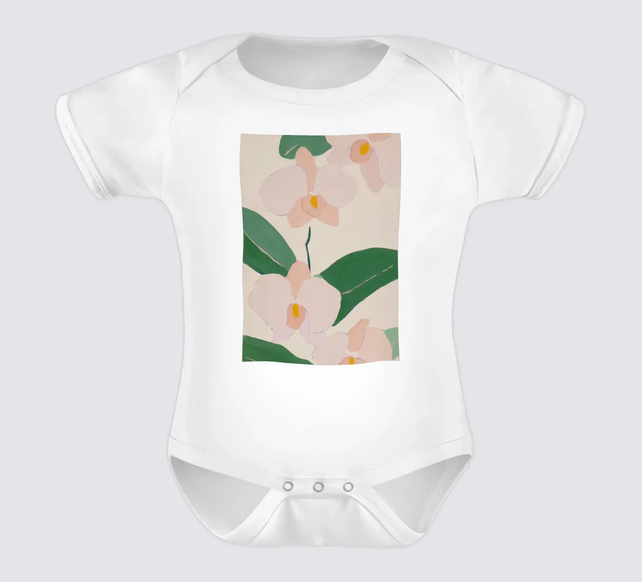 Orchid Poster, Orchid Flower Print short-sleeve baby romper by Boheme