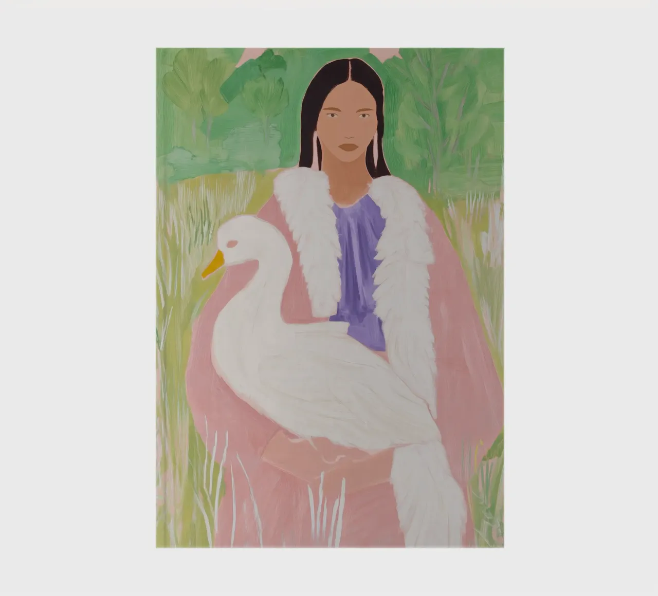 Modern Art Print, Abstract Woman, Swan Poster notebook by Boheme