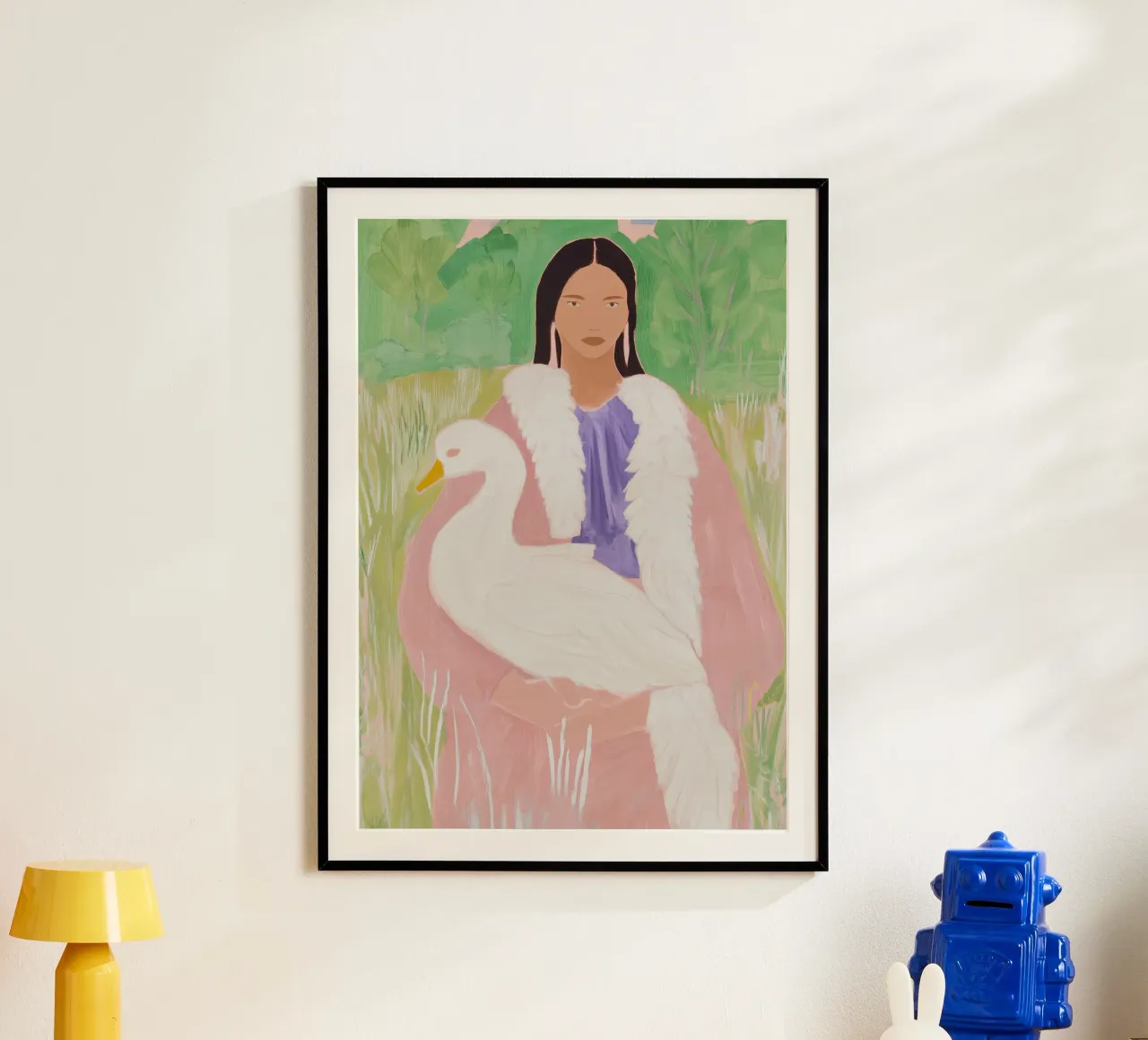 Moderne Kunstdruk, Abstracte Vrouw, Zwaan Poster poster van Boheme