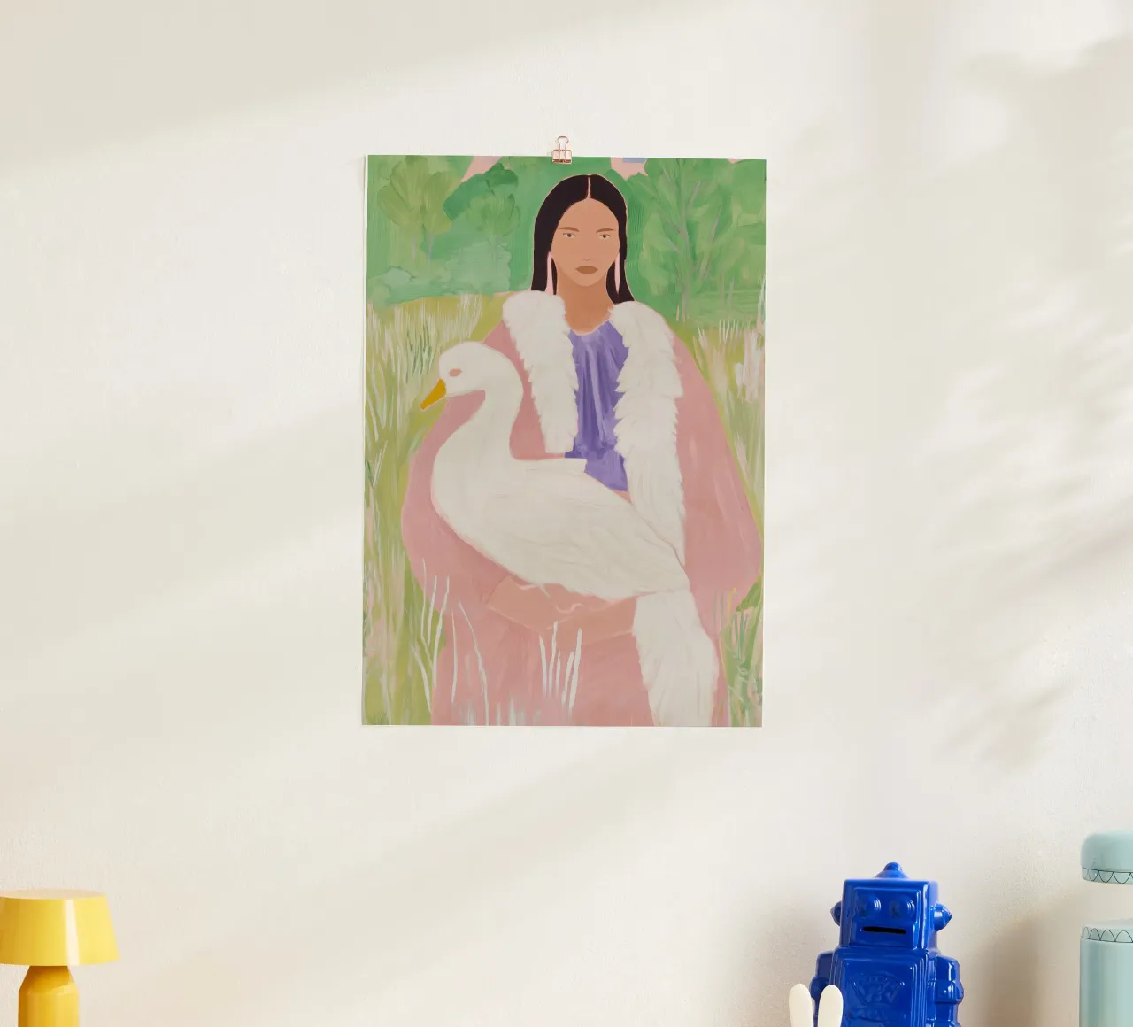 Moderne Kunstdruk, Abstracte Vrouw, Zwaan Poster poster van Boheme