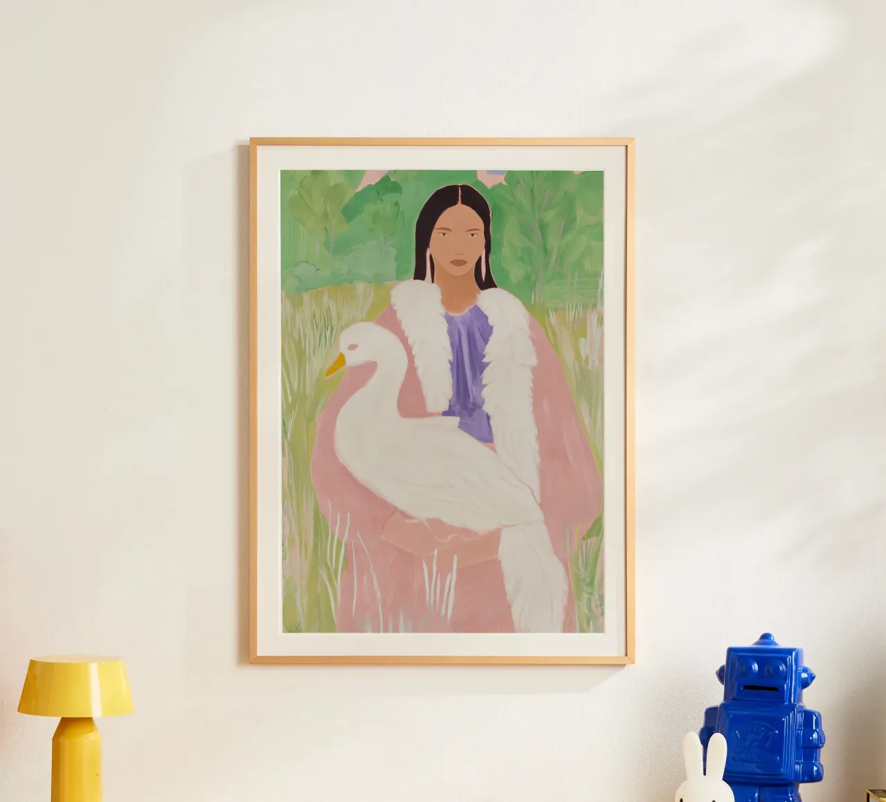 Moderne Kunstdruk, Abstracte Vrouw, Zwaan Poster poster van Boheme