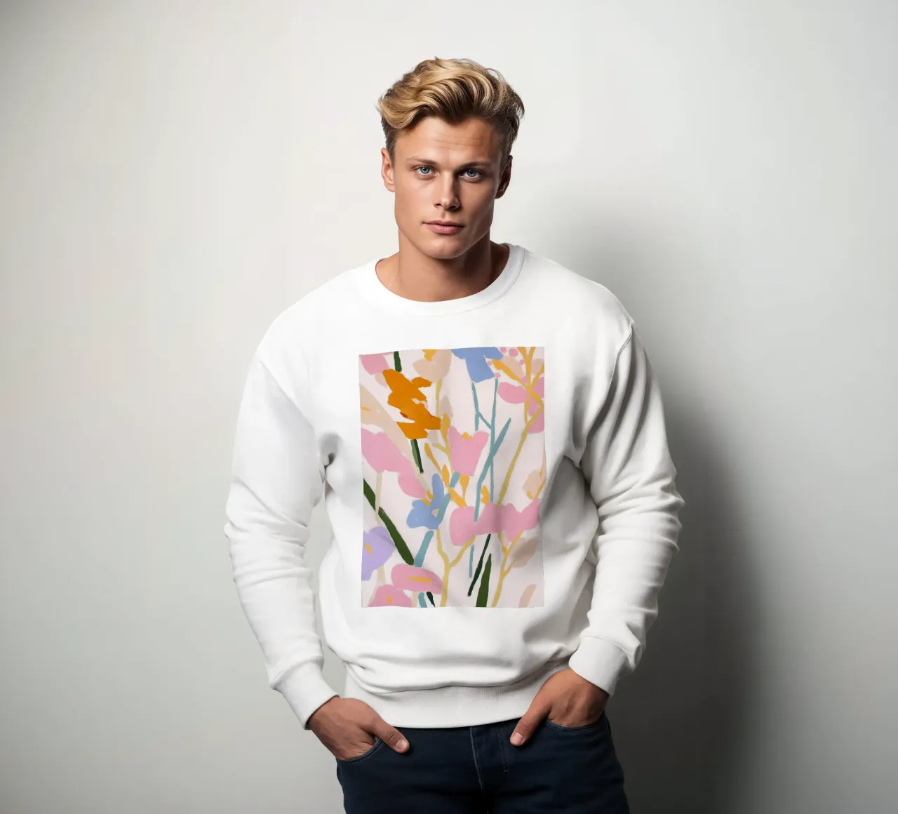 Blume abstrakt, farbenfrohe Kunstdrucke, abstrakter Blumendruck Sweatshirt von Boheme