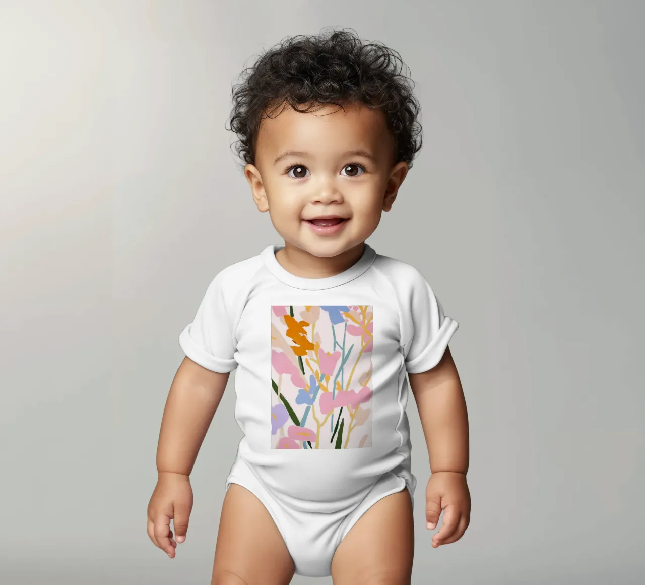 Blume abstrakt, farbenfrohe Kunstdrucke, abstrakter Blumendruck Kurzarm Babybody von Boheme