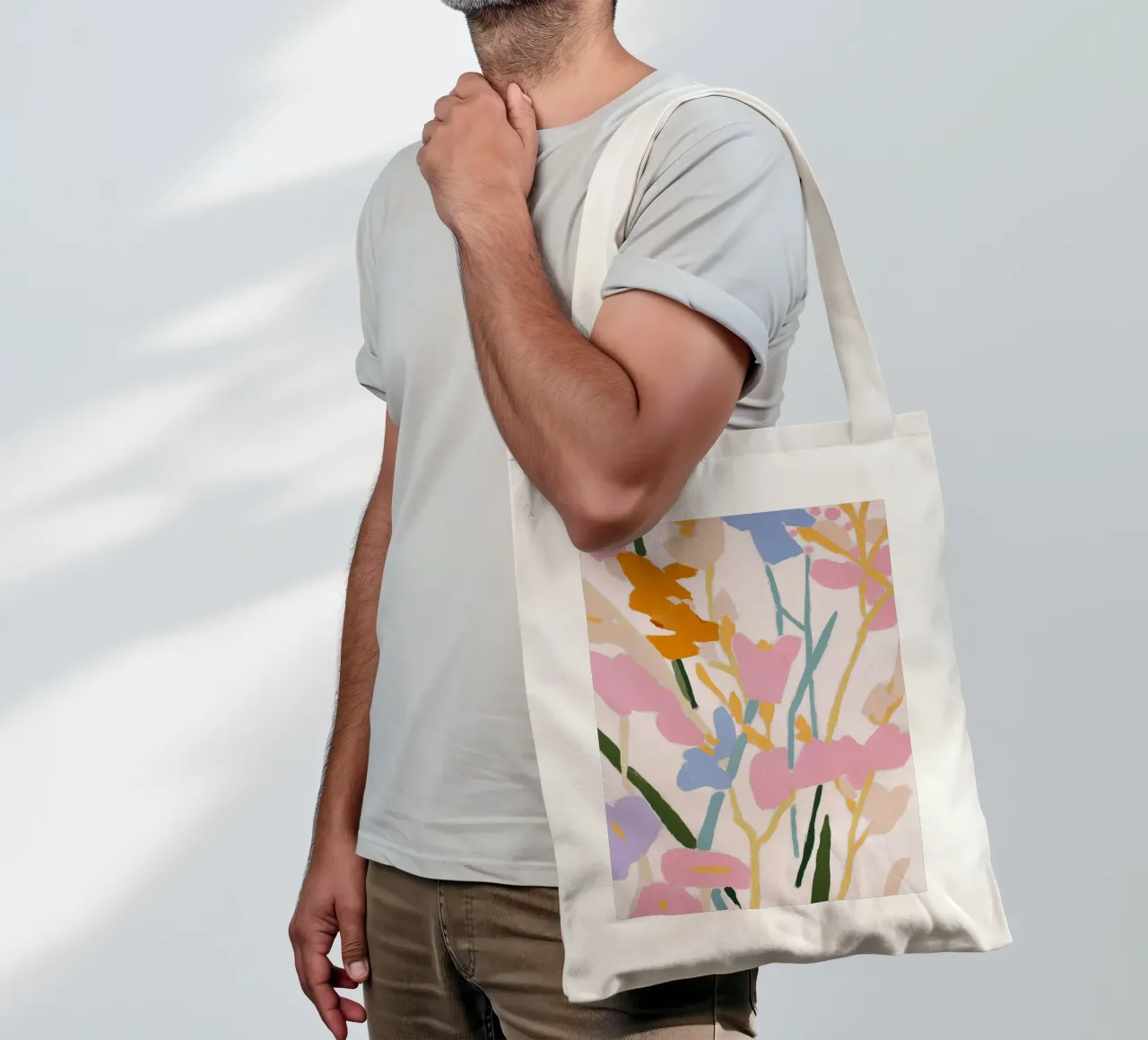 Blume abstrakt, farbenfrohe Kunstdrucke, abstrakter Blumendruck Jutebeutel von Boheme