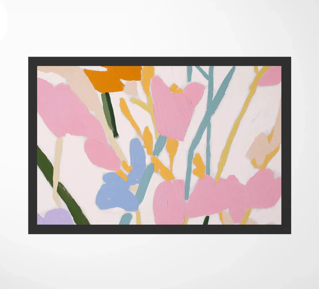 Blume abstrakt, farbenfrohe Kunstdrucke, abstrakter Blumendruck Fußmatte von Boheme