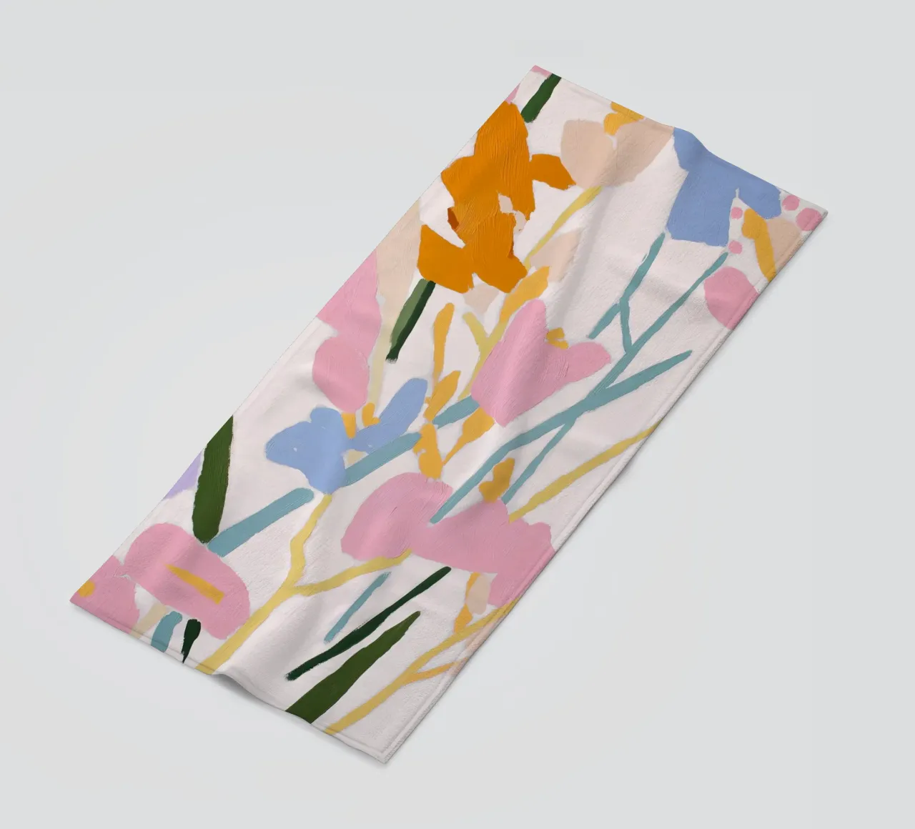 Flower abstract, colorful art prints, abstract floral Print beach towel by Boheme
