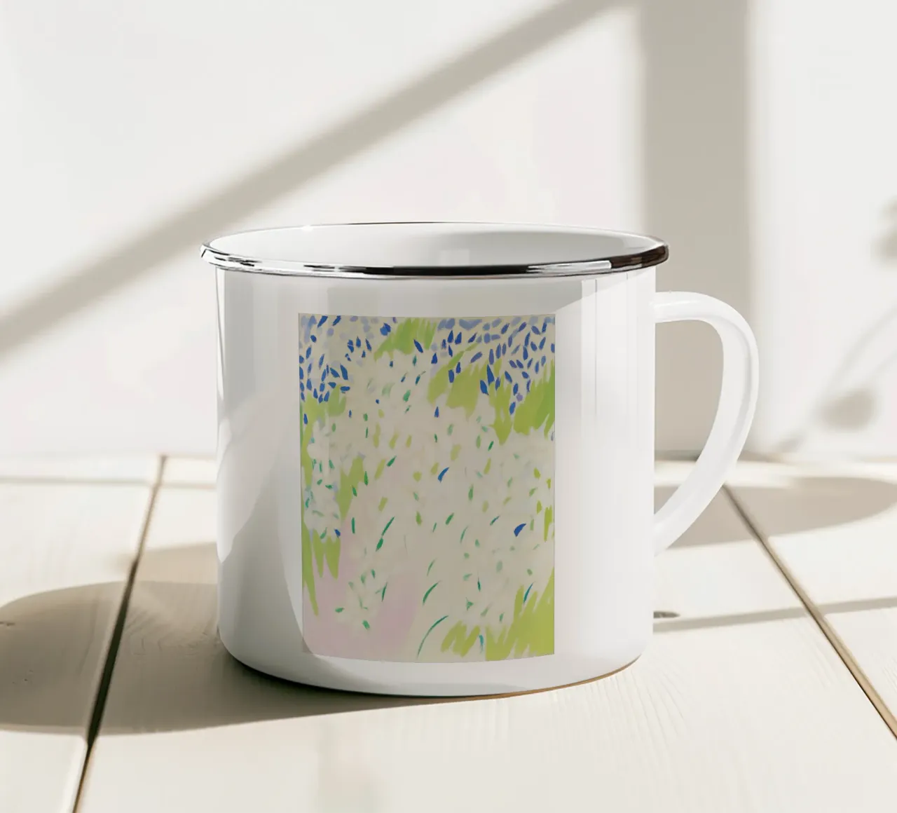 Wilde bloemenprint, bloemsierkunst, bloemenprint, bloemsierkunst emaille mok van Boheme
