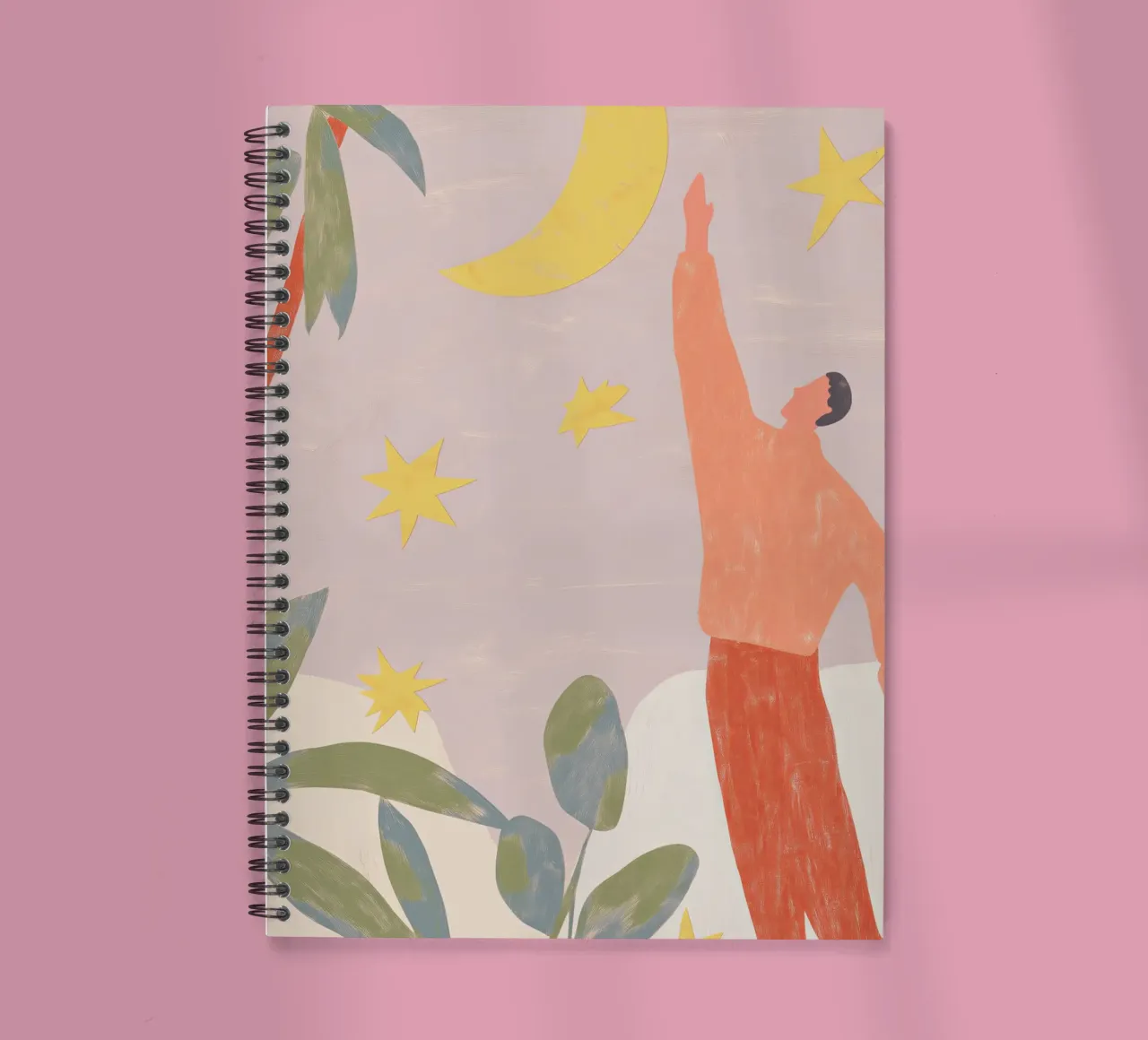 Reach for the Stars, Celestial Print, Abstract Poster spiral notebook by Boheme