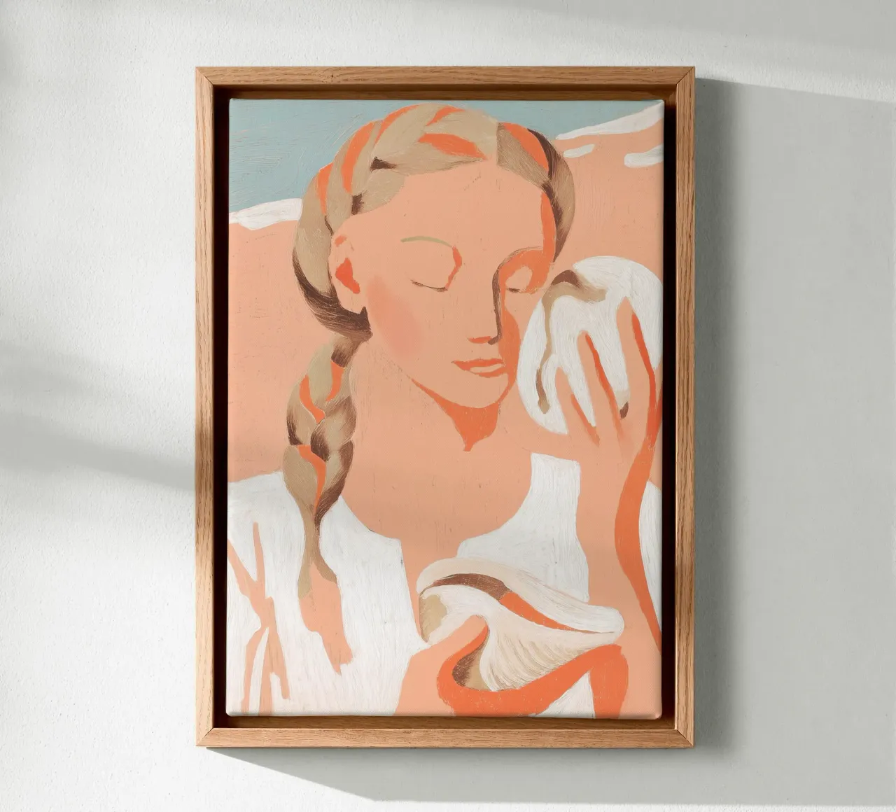 Abstracte vrouwenprint, Zeevruchten Poster canvas met Baklijst van Boheme
