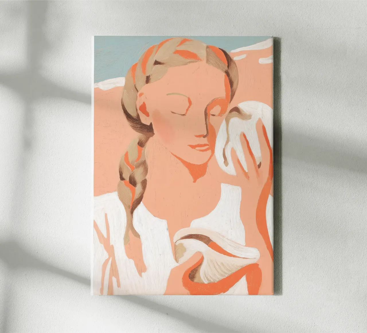 Abstracte vrouwenprint, Zeevruchten Poster canvas met Baklijst van Boheme