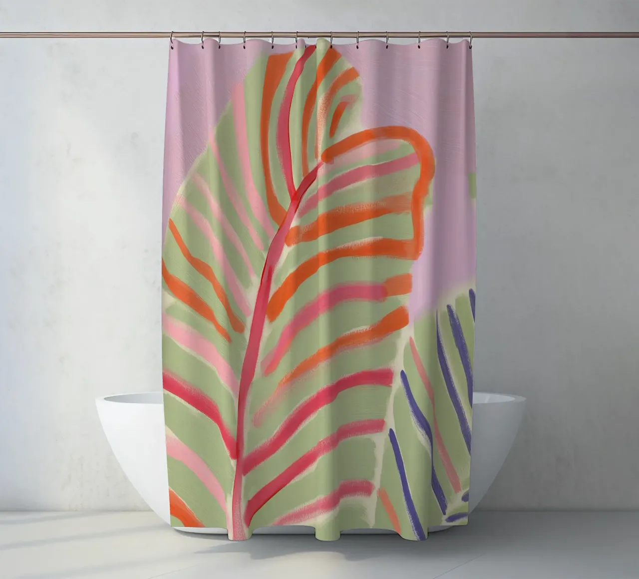 Botanical Palm Print, Vibrant Wall Art, Nature Print shower curtain by Boheme