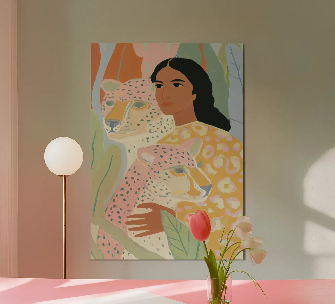 Bloemen abstracte kleurrijke kunst afdrukken, Wildlife Print forex-plaat van Boheme