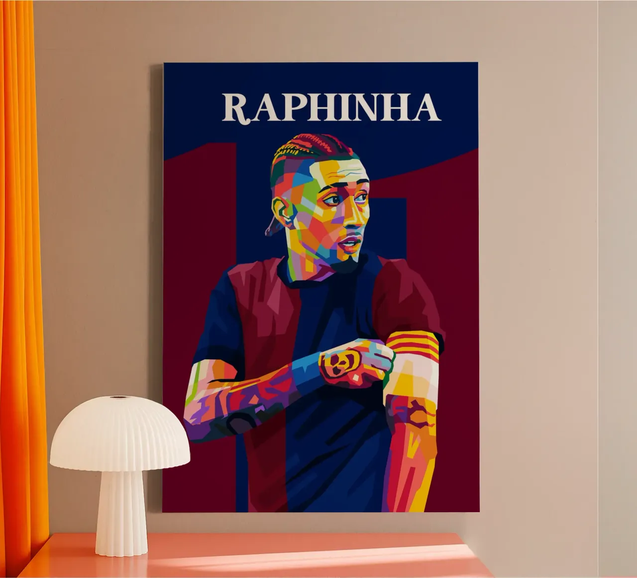 Raphinha Barcelona WPAP tela con Cornice a cassetta da WPAP MALANG