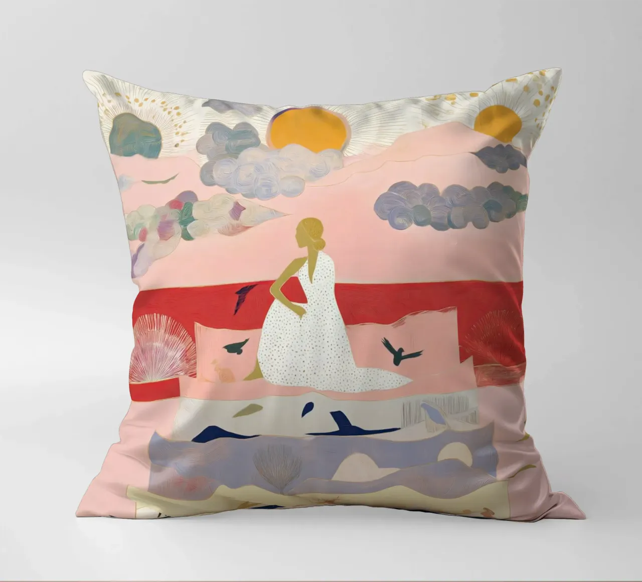 Boho Print, Vibrant Wall Art, Abstract Print decorative cushion by Boheme