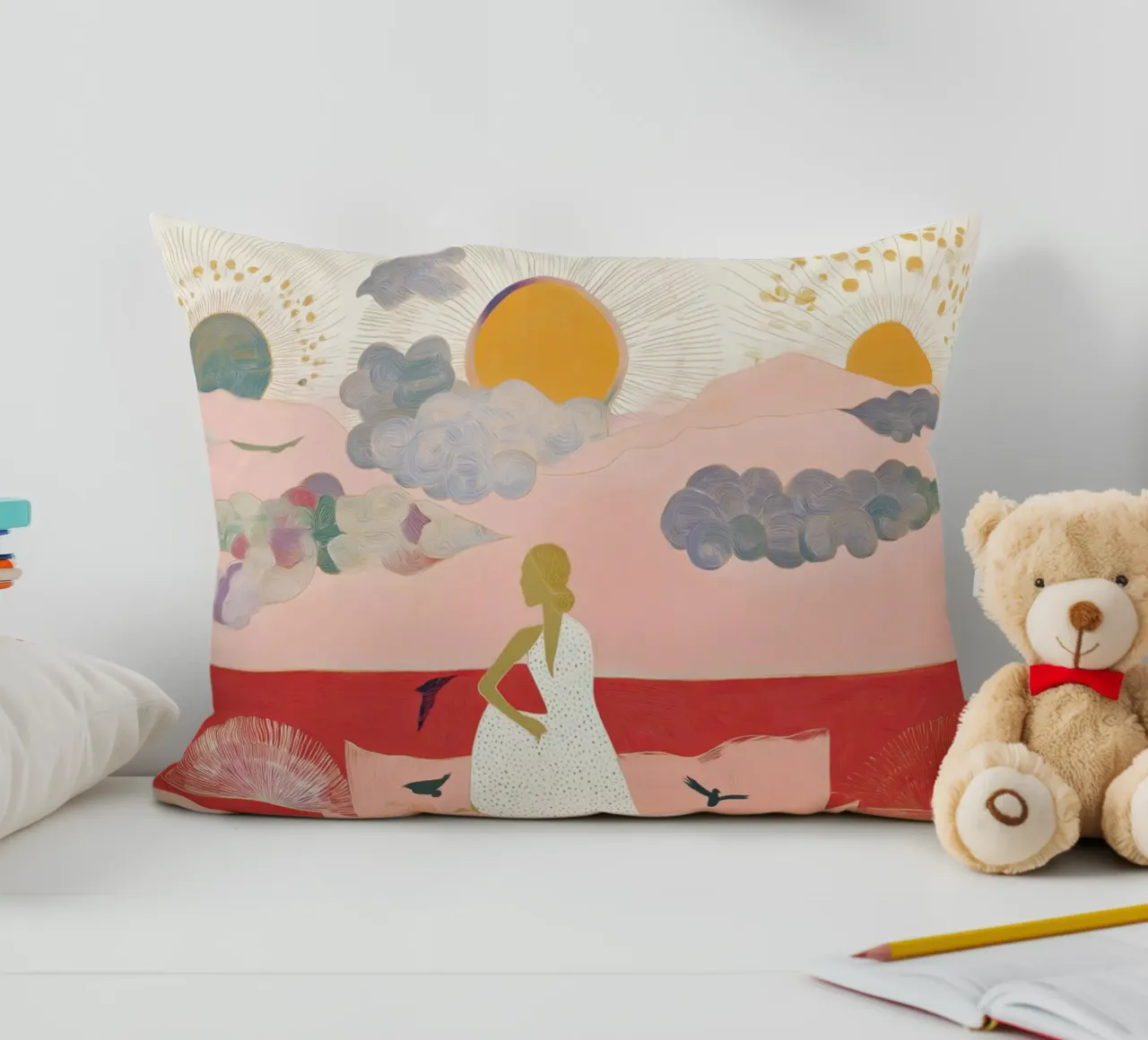 Boho Print, Vibrant Wall Art, Abstract Print decorative cushion by Boheme