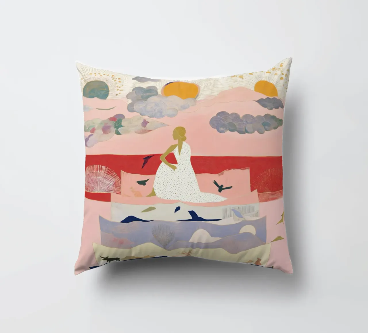 Boho Print, Vibrant Wall Art, Abstract Print decorative cushion by Boheme