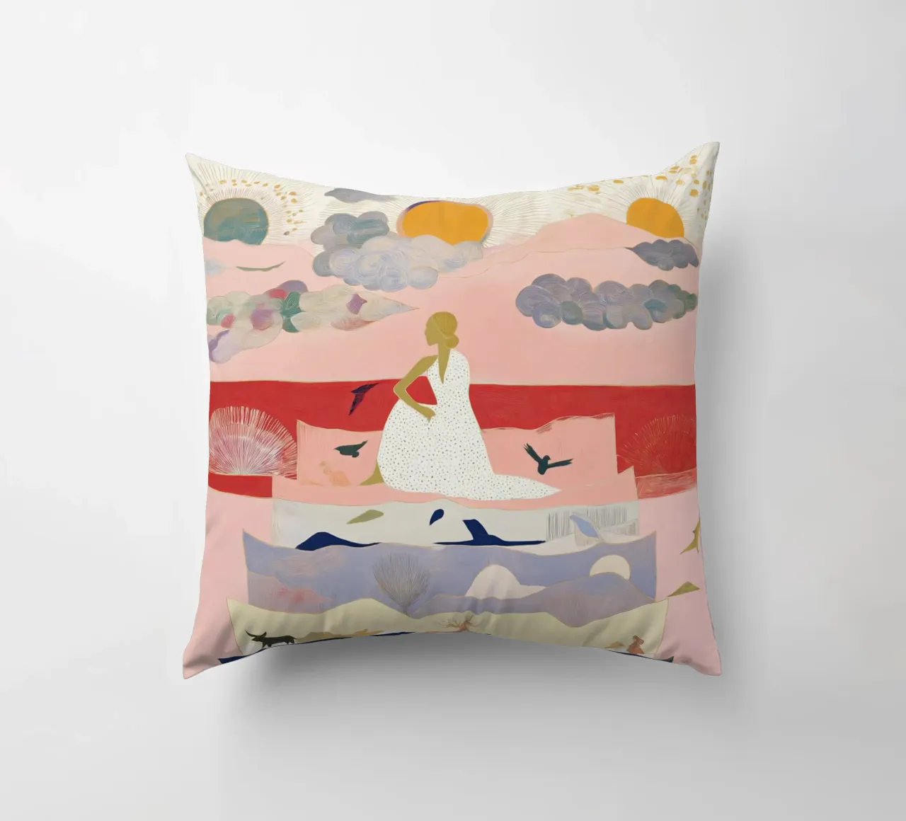 Boho Print, Vibrant Wall Art, Abstract Print decorative cushion by Boheme