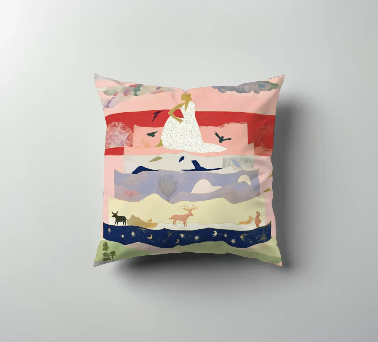 Boho Print, Vibrant Wall Art, Abstract Print decorative cushion by Boheme