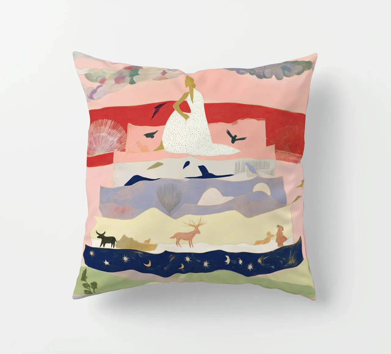 Boho Print, Vibrant Wall Art, Abstract Print decorative cushion by Boheme