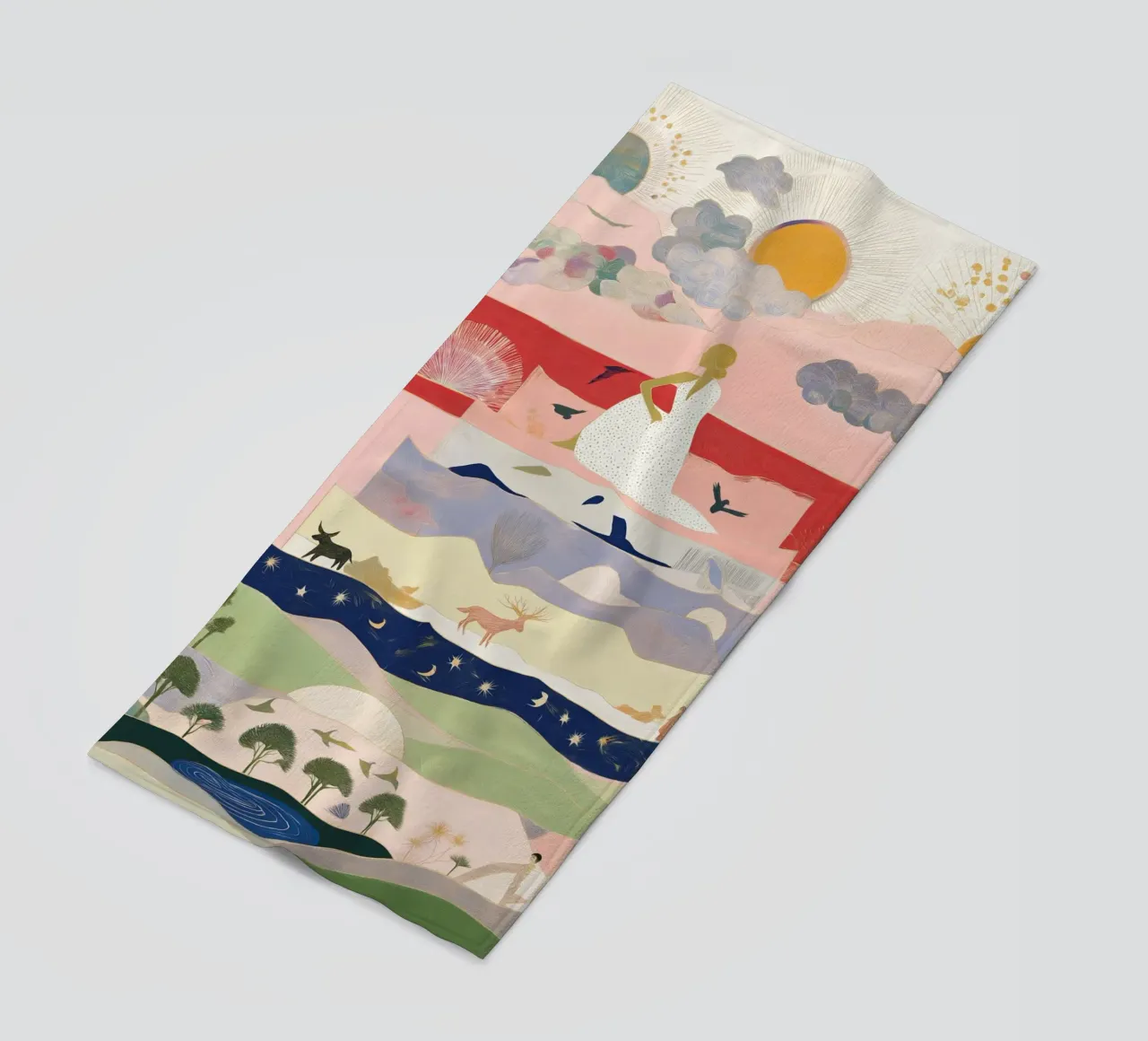 Boho Print, Vibrant Wall Art, Abstract Print beach towel by Boheme