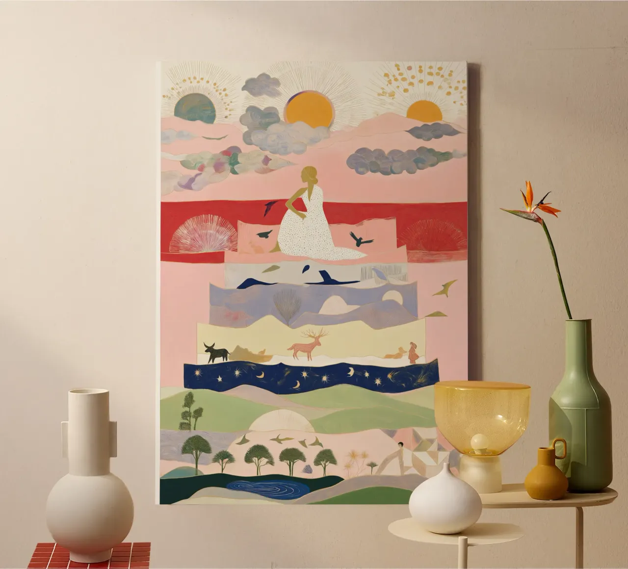 Boho Print, Vibrant Wall Art, Abstract Print canvas by Boheme