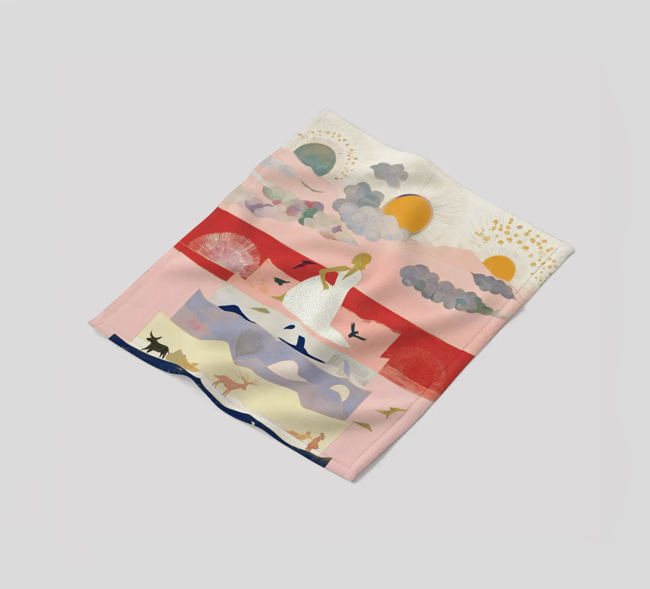Boho Print, Vibrant Wall Art, Abstract Print fleece blanket by Boheme