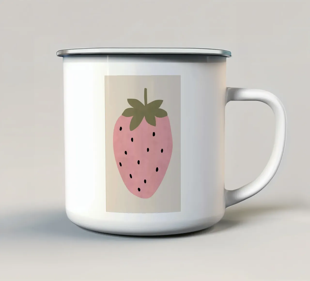 Stampa di una simpatica fragola, arte murale della frutta, poster per l'asilo nido tazza in smalto da Little Lola