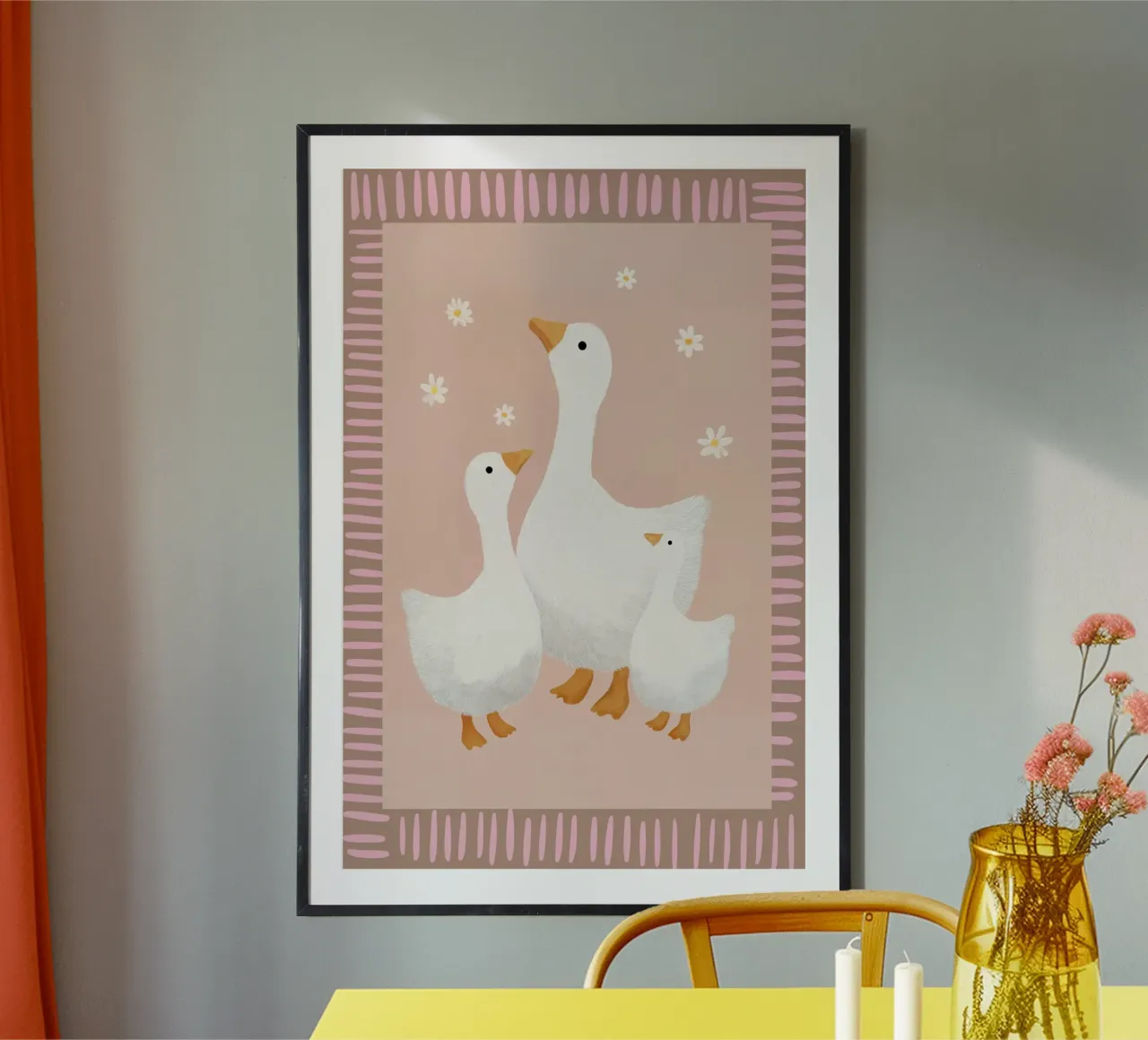 Stampa di un'oca, arte da parete per l'asilo nido, poster per la stanza dei giochi poster con telaio in alluminio da Little Lola