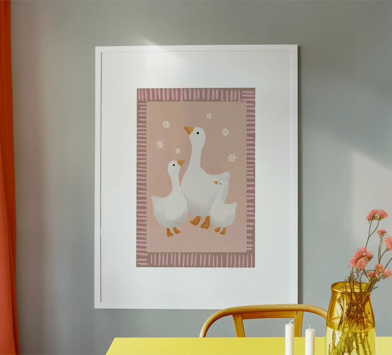 Stampa di un'oca, arte da parete per l'asilo nido, poster per la stanza dei giochi poster con telaio in alluminio da Little Lola