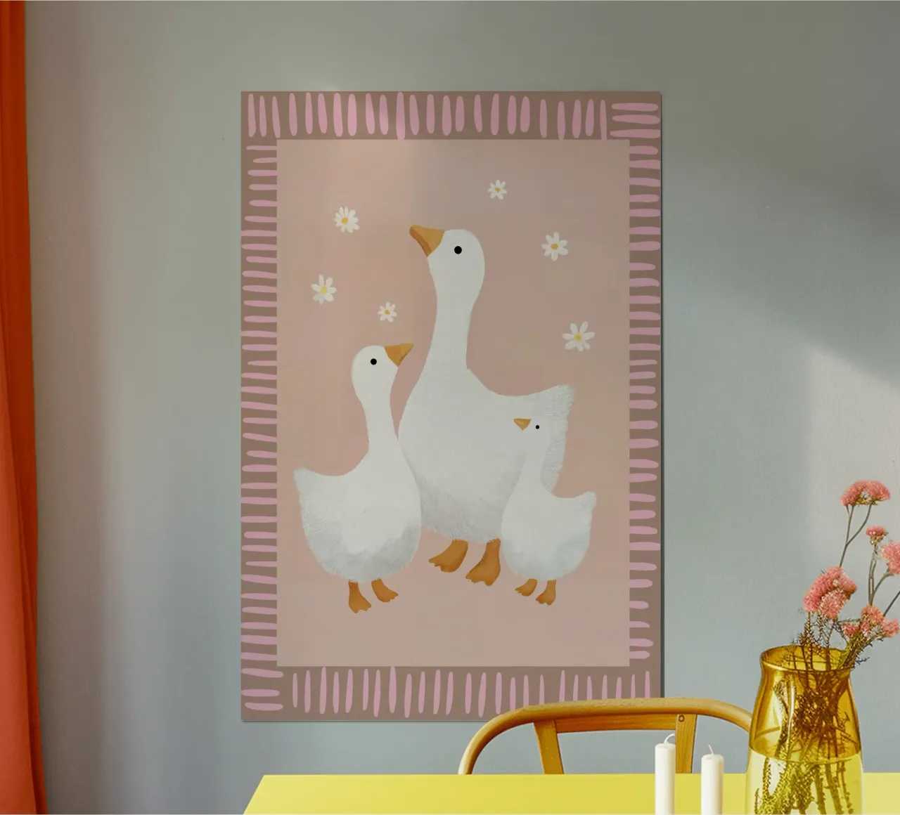 Stampa di un'oca, arte da parete per l'asilo nido, poster per la stanza dei giochi poster con telaio in alluminio da Little Lola