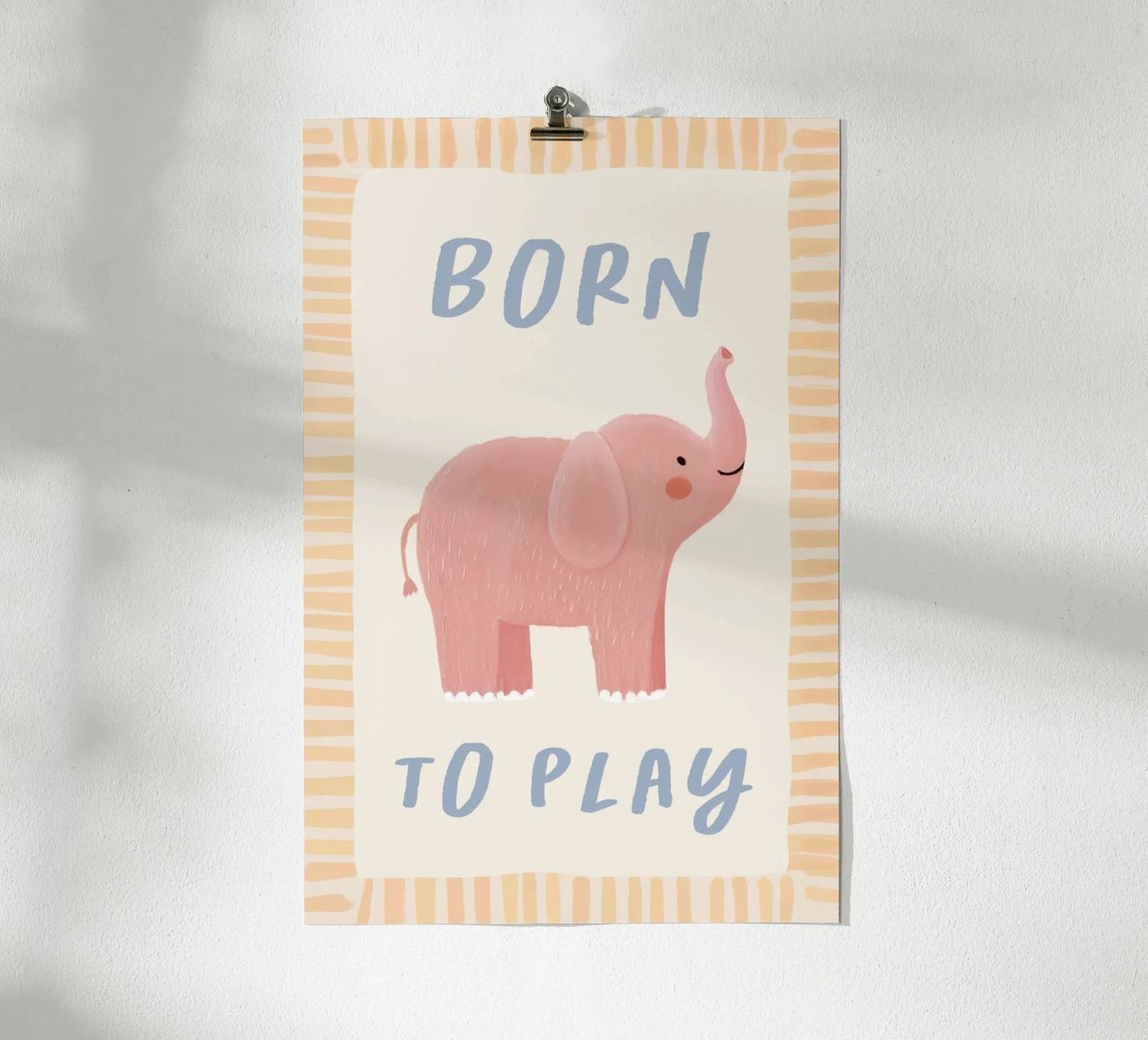 Born to Play, Elephant Print, Wildlife Poster poster by Little Lola
